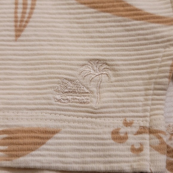 Caribbean Joe Polo Shirt Men L Tan Floral Cotton Hawaiian Resort Casual Vacation - Picture 5 of 8